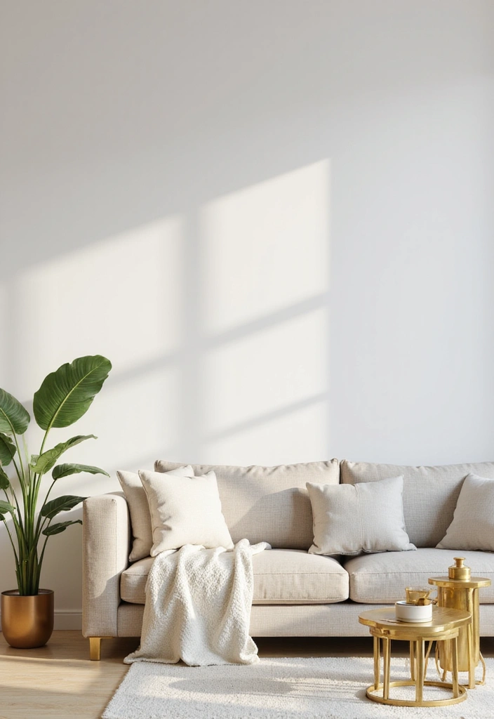 30 Gold Living Room Decor Ideas for a Luxe Finish - 17. Minimalist Gold Decor