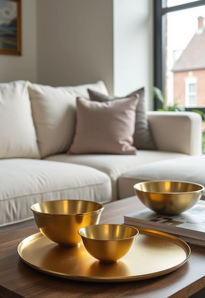 30 Gold Living Room Decor Ideas for a Luxe Finish - 29. Gold Functional Decor