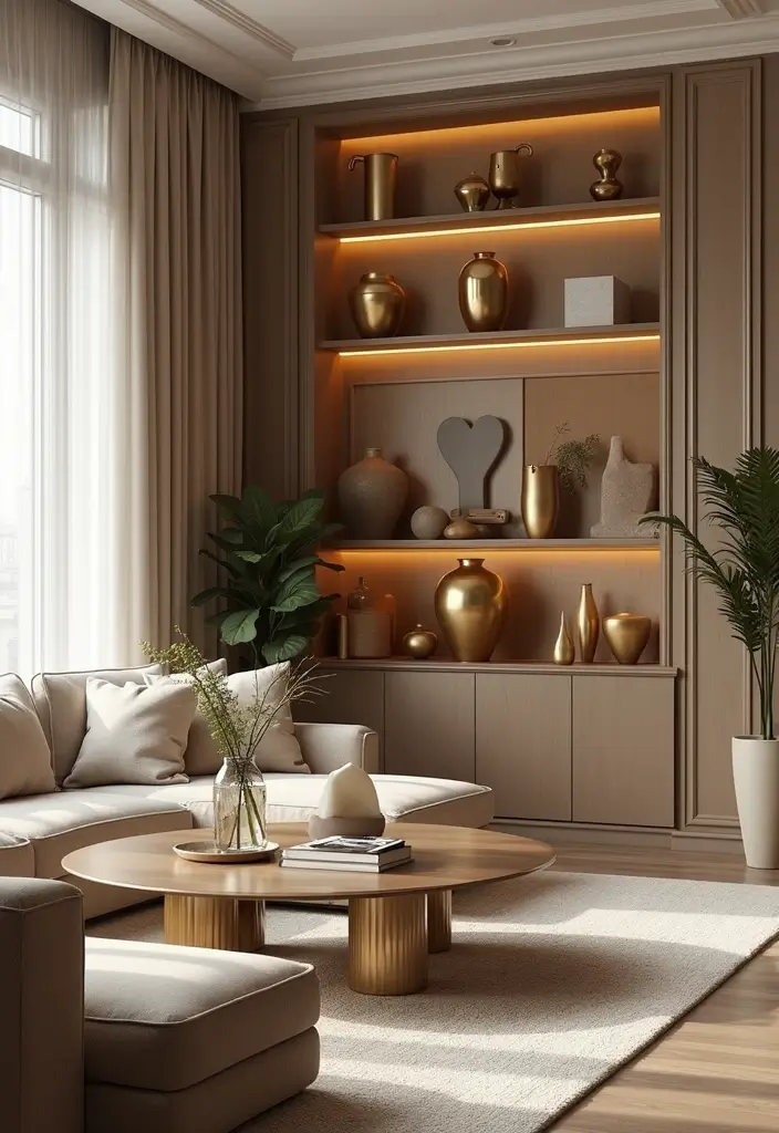 30 Gold Living Room Decor Ideas for a Luxe Finish - 9. Gold Decor Accessories