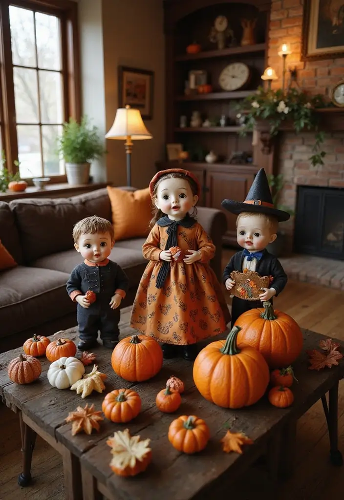 30 Halloween Living Room Decor Ideas for Spooky Vibes - 12. Vintage Halloween Figurines
