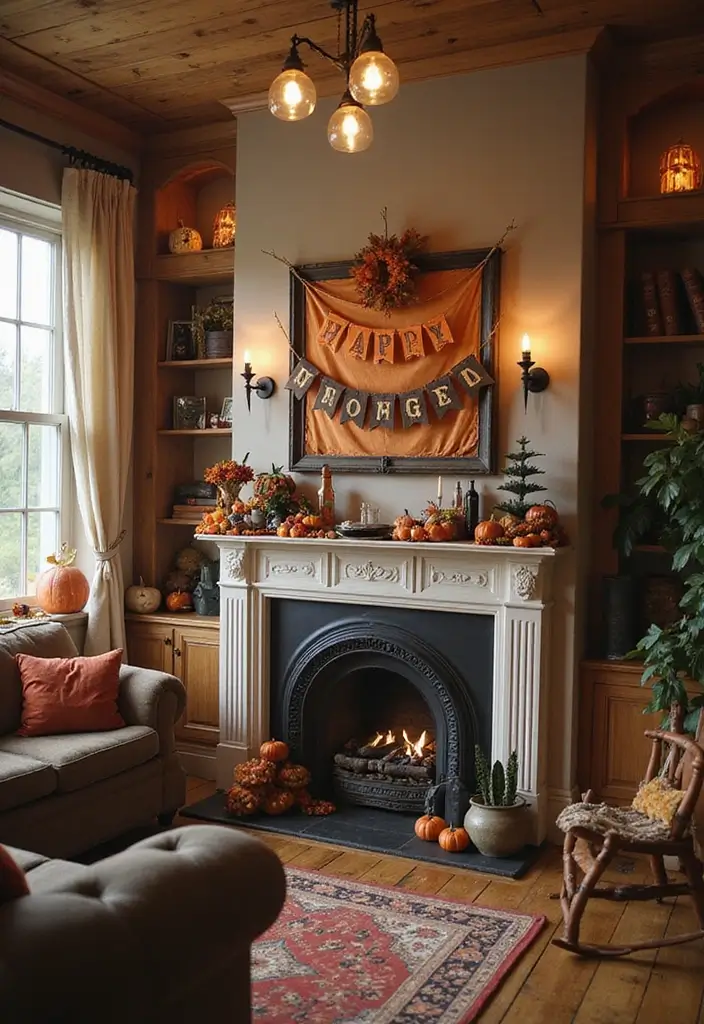 30 Halloween Living Room Decor Ideas for Spooky Vibes - 14. Vintage Halloween Banners