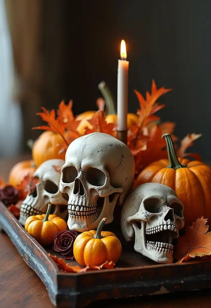 30 Halloween Living Room Decor Ideas for Spooky Vibes - 4. Whimsical Table Centerpiece