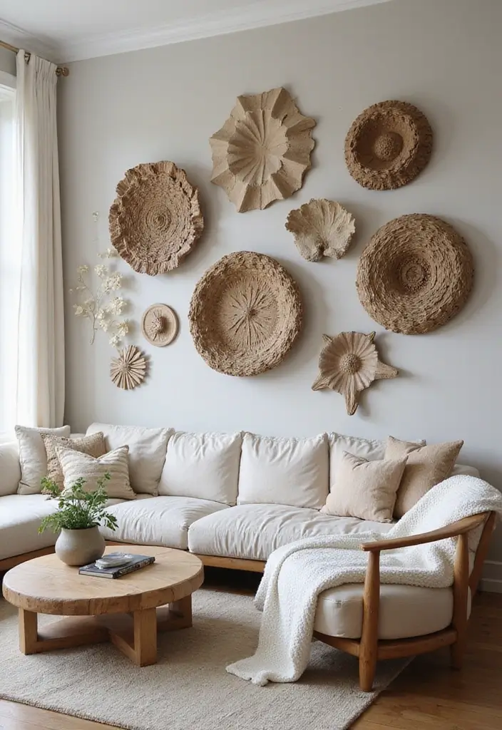 30 Large Living Room Wall Decor Ideas to Make a Statement - 26. Sculptural Wall Art