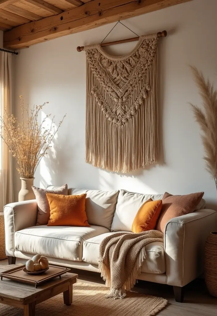 30 Large Wall Decor Living Room Ideas for Dramatic Impact - 10. Textile Wall Hangings