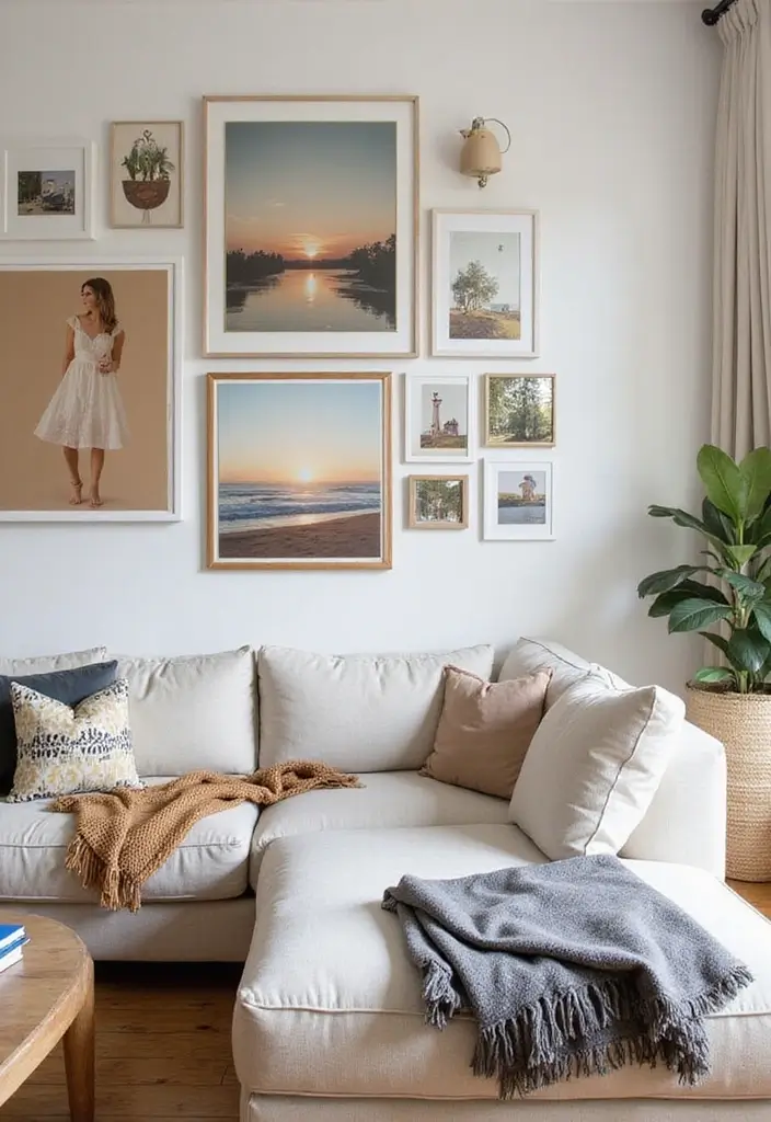 30 Large Wall Decor Living Room Ideas for Dramatic Impact - 2. Gallery Walls with a Twist