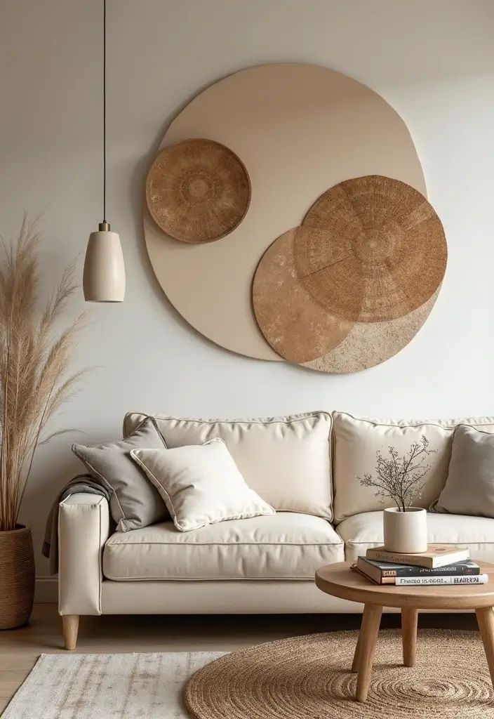 30 Large Wall Decor Living Room Ideas for Dramatic Impact - 20. Geometric Wall Decor