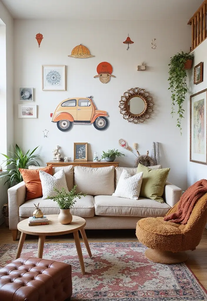 30 Large Wall Decor Living Room Ideas for Dramatic Impact - 26. Whimsical Wall Decals