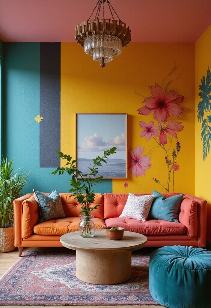 30 Large Wall Decor Living Room Ideas for Dramatic Impact - 27. Statement Wall Paint