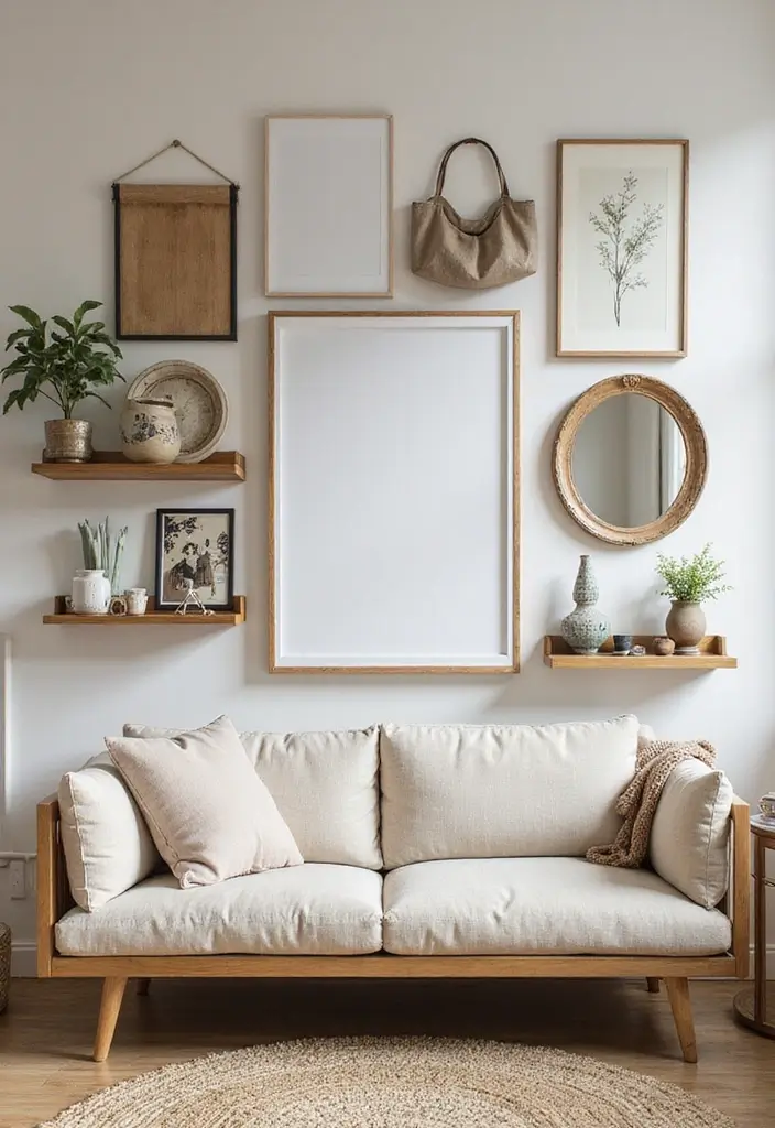 30 Large Wall Decor Living Room Ideas for Dramatic Impact - 8. Layered Wall Decor