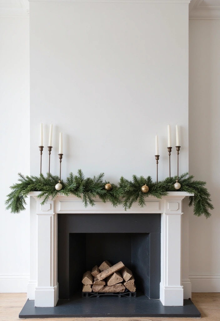 30 Living Room Christmas Decor Ideas for a Festive Home - 11. Minimalist Mantel Decor