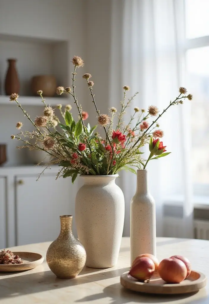 30 Living Room Christmas Decor Ideas for a Festive Home - 16. Elegant Holiday Vases