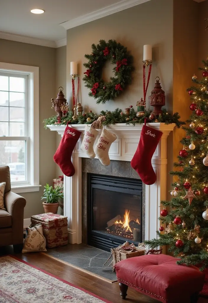 30 Living Room Christmas Decor Ideas for a Festive Home - 21. Personalized Decor