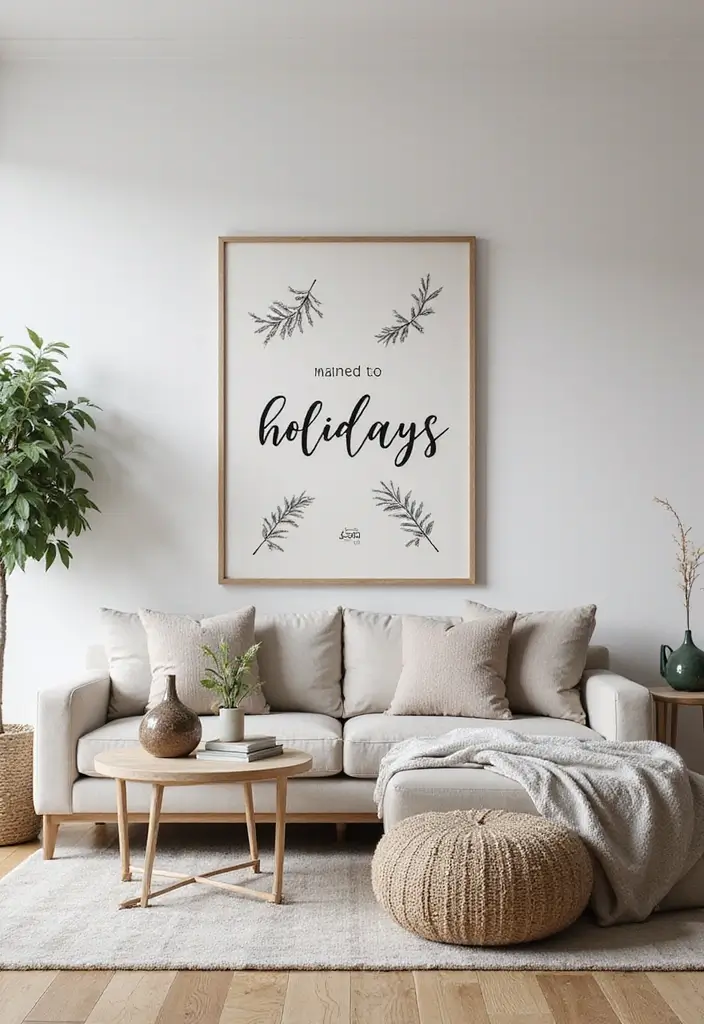 30 Living Room Christmas Decor Ideas for a Festive Home - 26. Chic Holiday Signs