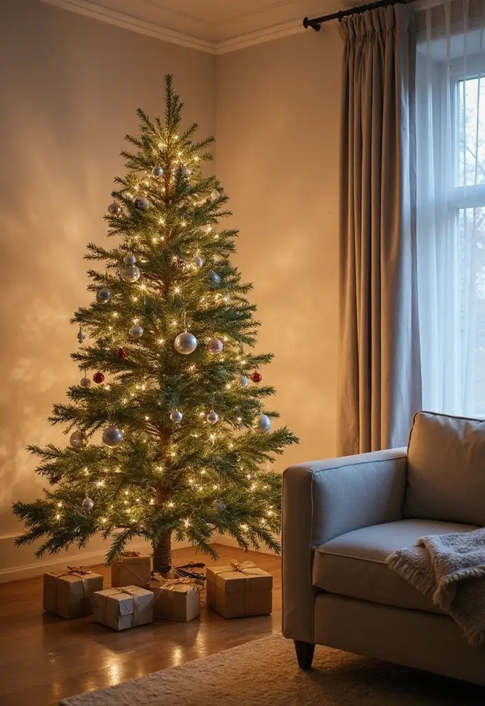 30 Living Room Christmas Decor Ideas for a Festive Home - 3. Minimalist Christmas Tree