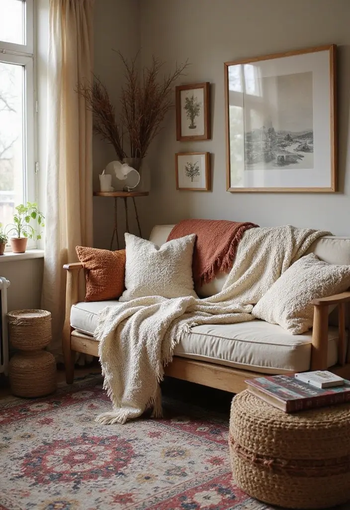 30 Living Room Corner Decor Ideas for Empty Spaces - 14. Soft Throws and Blankets