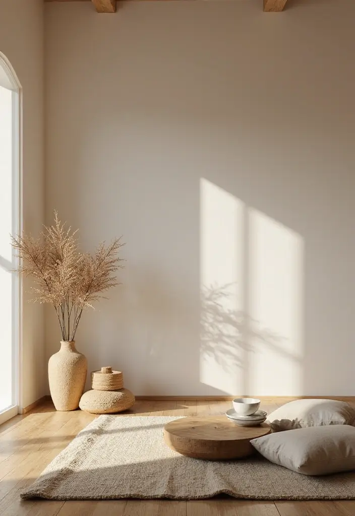 30 Living Room Corner Decor Ideas for Empty Spaces - 24. Minimalist Zen Space