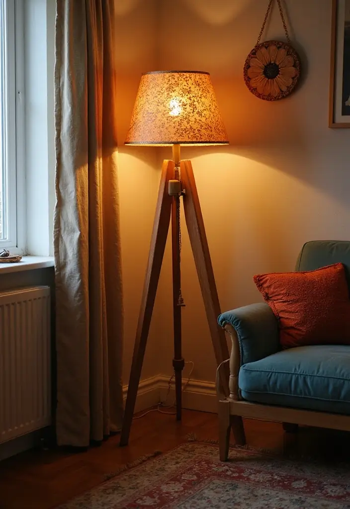 30 Living Room Corner Decor Ideas for Empty Spaces - 6. Statement Floor Lamp