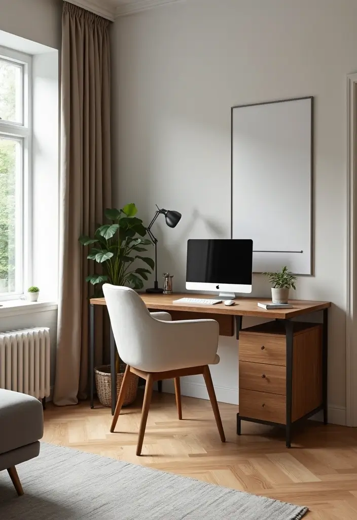 30 Living Room Decor Apartment Ideas for Small Spaces - 12. Create a Work Nook