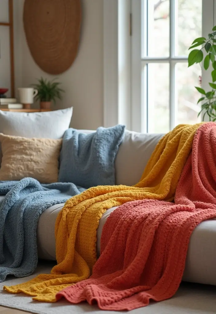 30 Living Room Decor Apartment Ideas for Small Spaces - 14. Cozy Throw Blankets