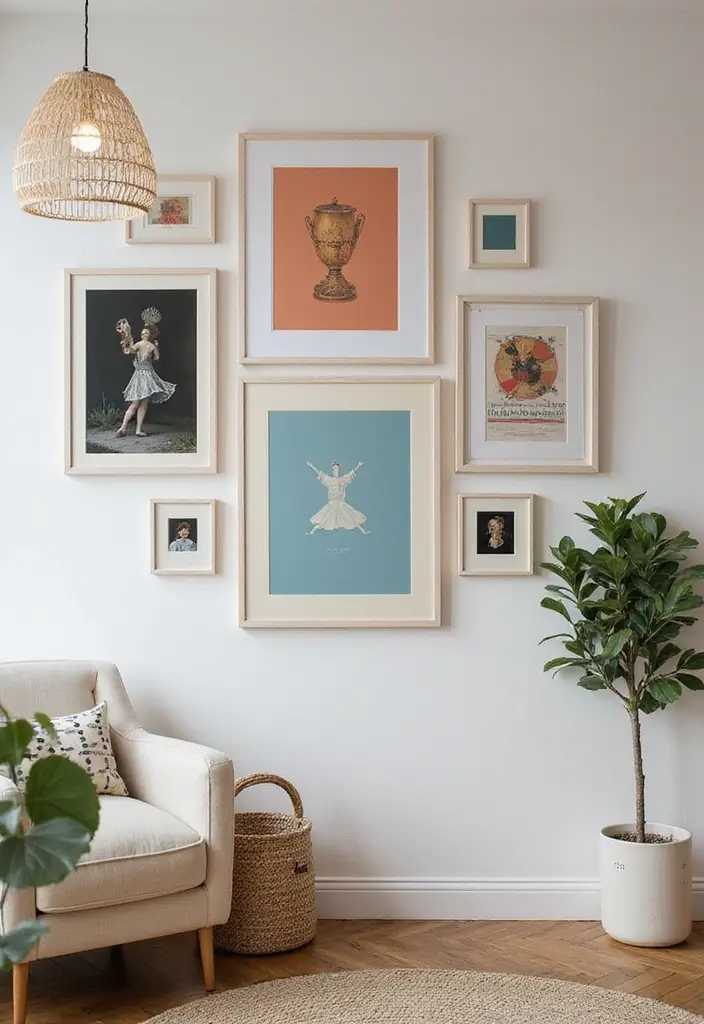 30 Living Room Decor Apartment Ideas for Small Spaces - 20. Wall Art Displays