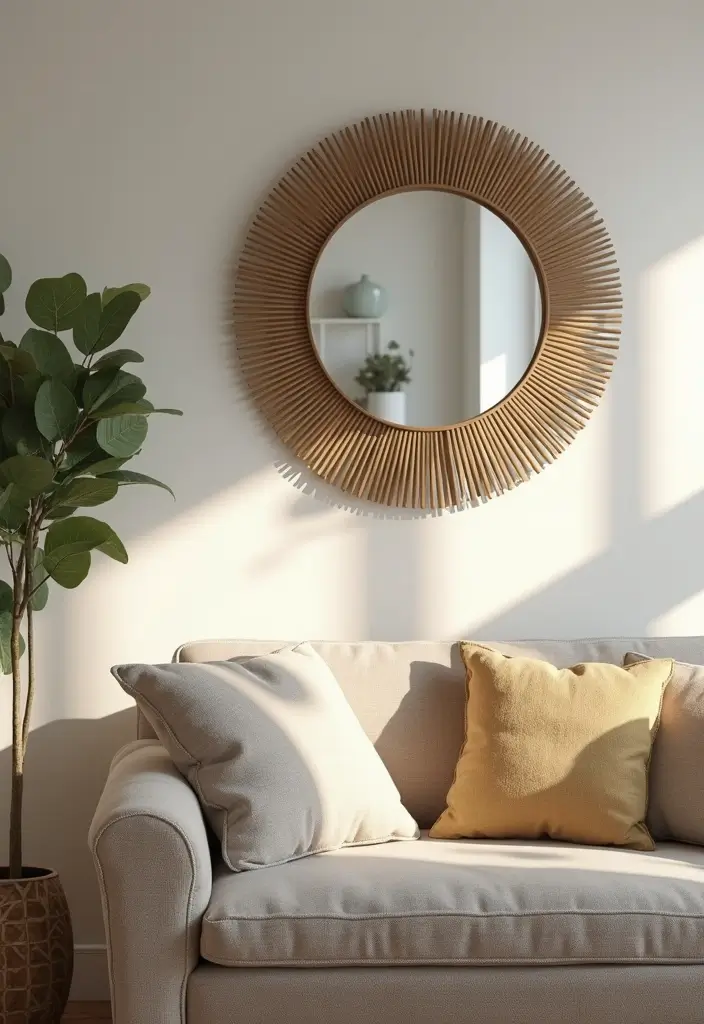 30 Living Room Decor Apartment Ideas for Small Spaces - 6. Use Mirrors Wisely