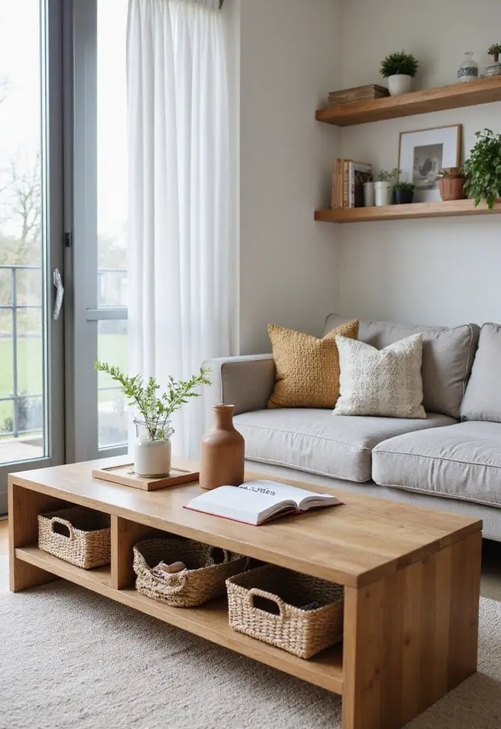 30 Living Room Decor Apartment Ideas for Small Spaces - 8. Smart Storage Solutions