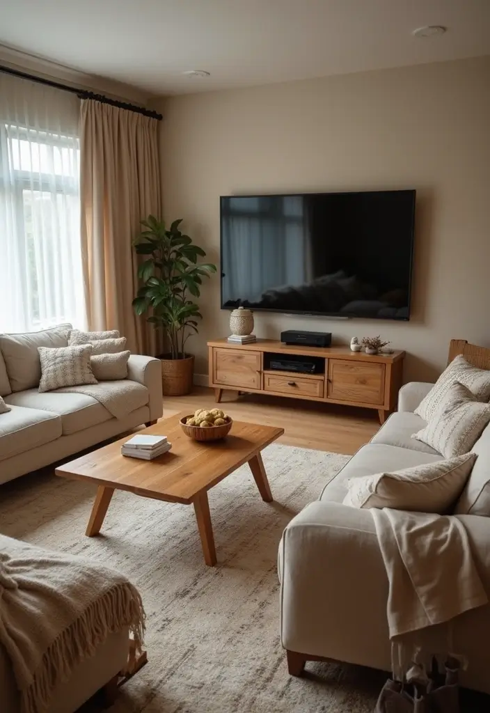 30 Living Room Decor Cozy Ideas for Warm and Inviting Spaces - 24. Create a Cozy TV Area
