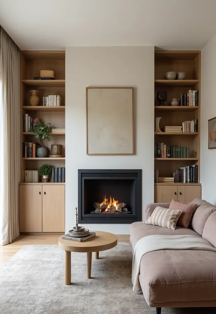 30 Living Room Decor Fireplace Ideas for a Warm Ambience - 12. Multi-functional Fireplace