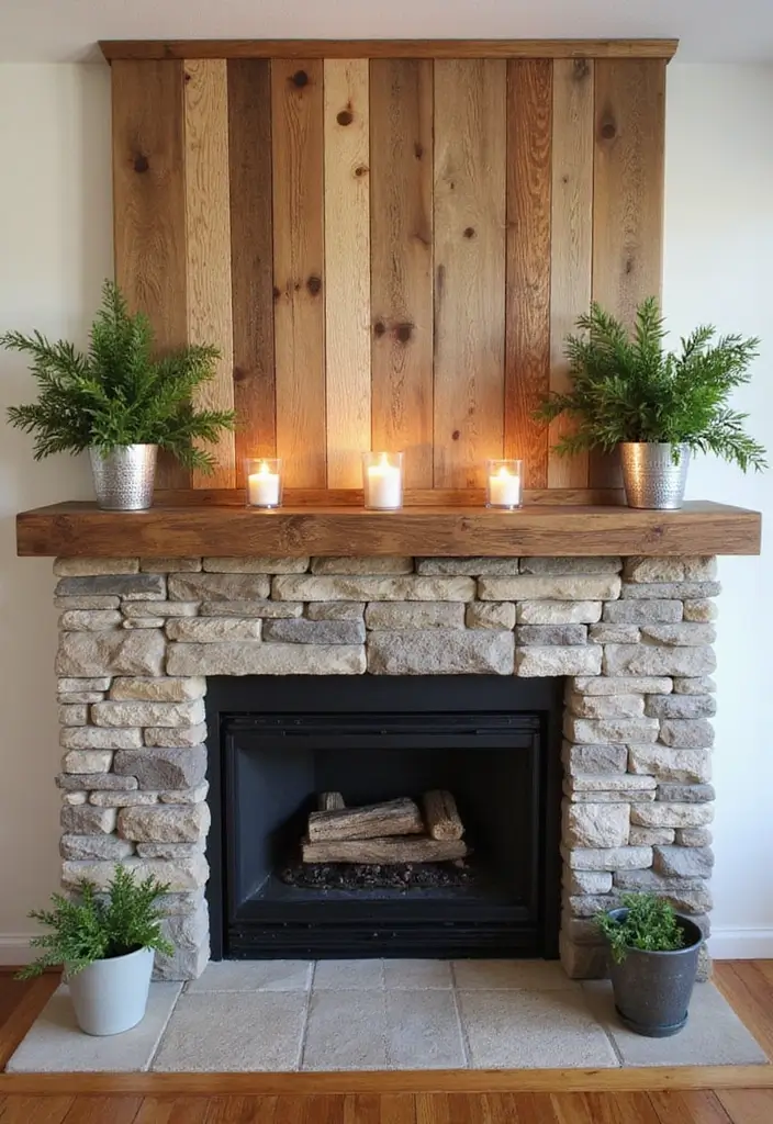 30 Living Room Decor Fireplace Ideas for a Warm Ambience - 2. Eco-Friendly Wood Mantels