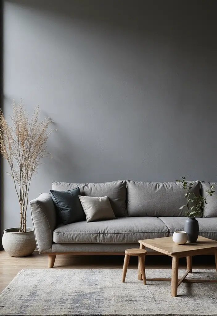 30 Living Room Decor Gray Ideas for a Modern Look - 15. Gray Statement Wall