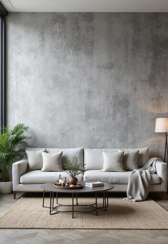 30 Living Room Decor Gray Ideas for a Modern Look - 23. Gray Wallpaper