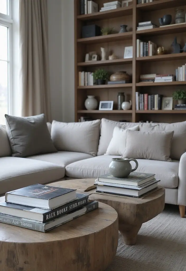 30 Living Room Decor Gray Ideas for a Modern Look - 26. Gray Art Books