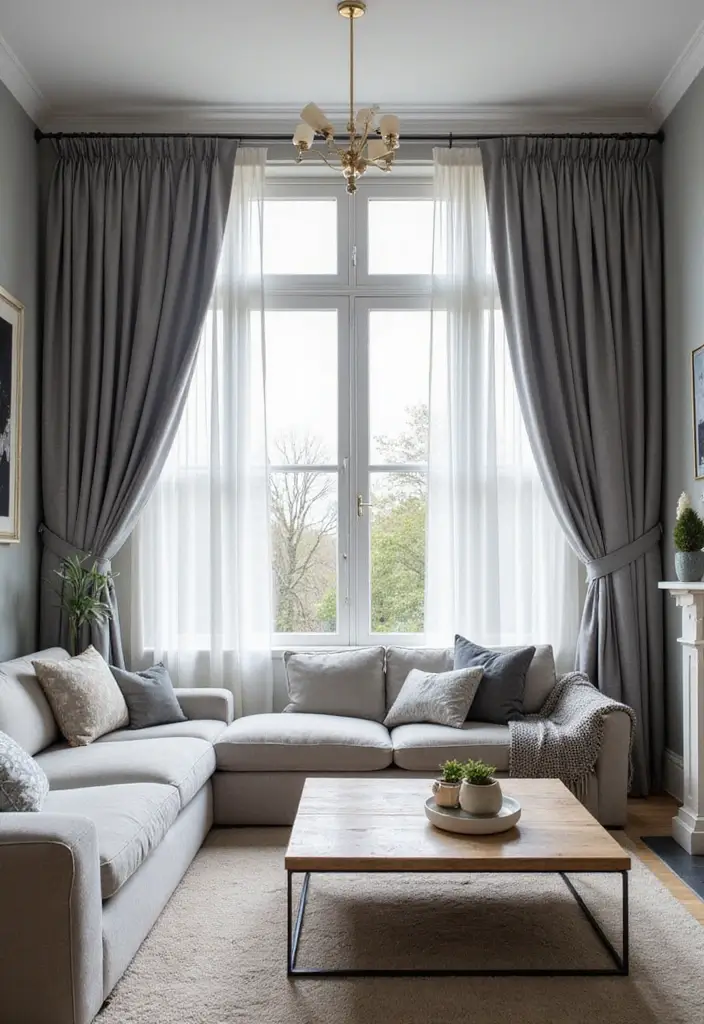 30 Living Room Decor Gray Ideas for a Modern Look - 5. Gray Curtains