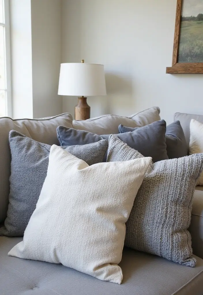 30 Living Room Decor Gray Ideas for a Modern Look - 6. Gray Throw Pillows