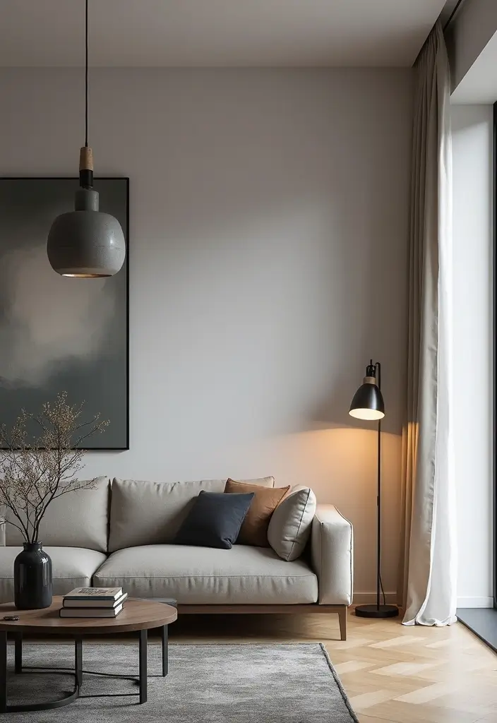 30 Living Room Decor Gray Ideas for a Modern Look - 9. Gray Lighting Fixtures