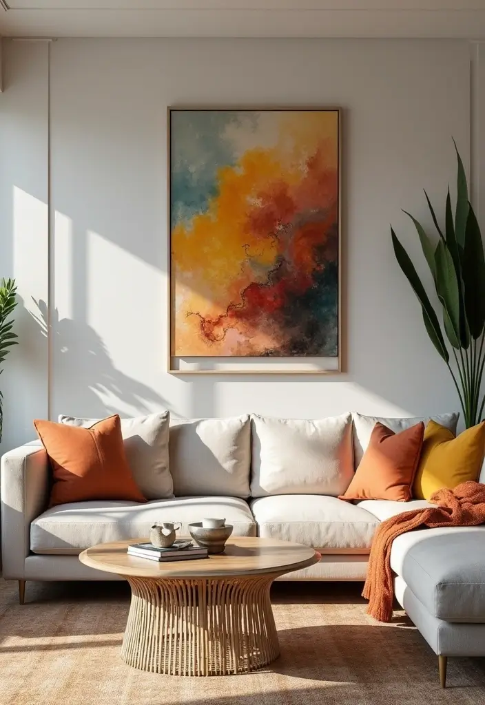 30 Living Room Decor Ideas to Inspire Your Home Design - 17. Artistic Statement Pieces