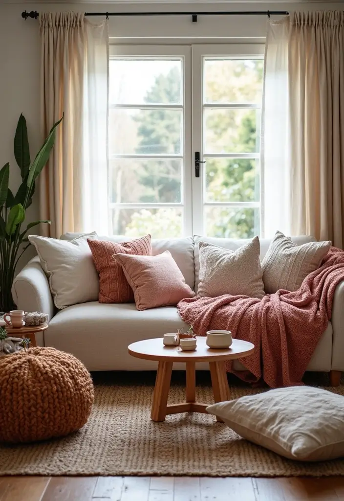 30 Living Room Decor Ideas to Inspire Your Home Design - 7. Boho Chic Textiles