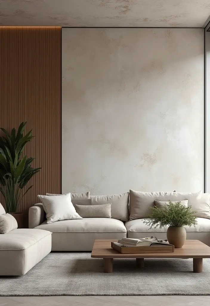 30 Living Room Decor Modern Ideas for Sleek Interiors - 22. Textured Wall Finishes