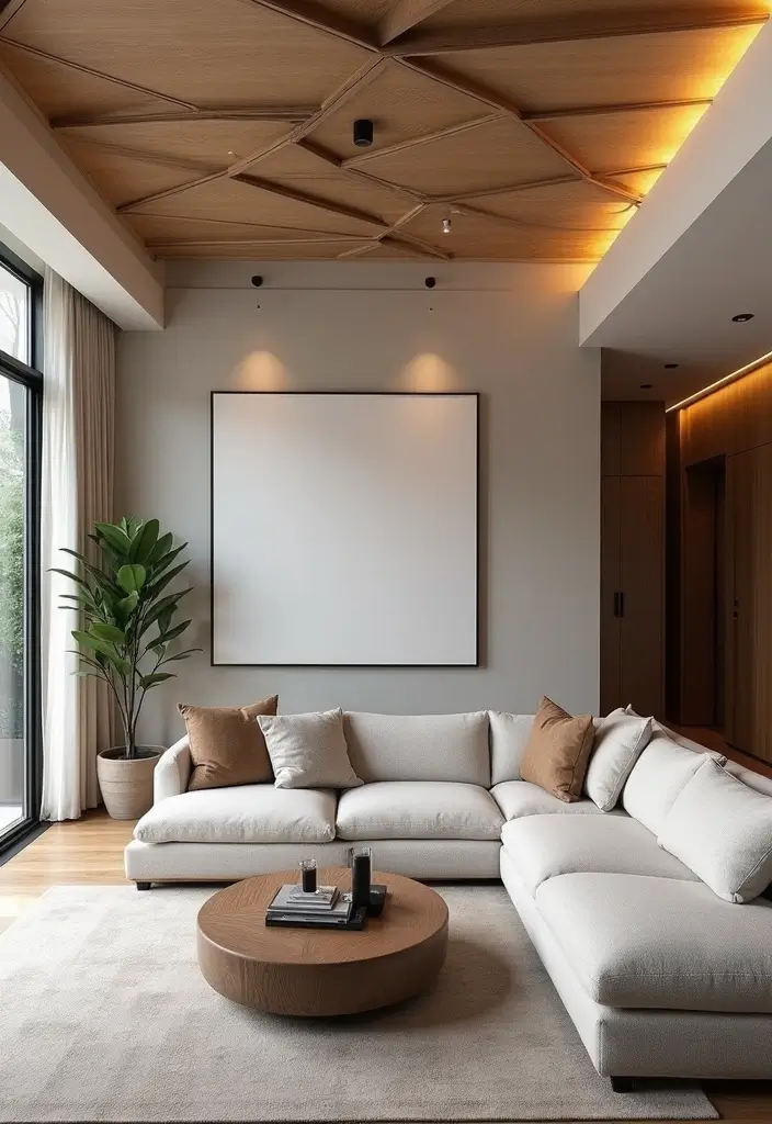30 Living Room Decor Modern Ideas for Sleek Interiors - 28. Unique Ceiling Designs