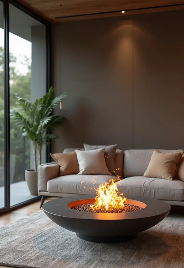 30 Living Room Decor Modern Ideas for Sleek Interiors - 29. Simplistic Fire Pits
