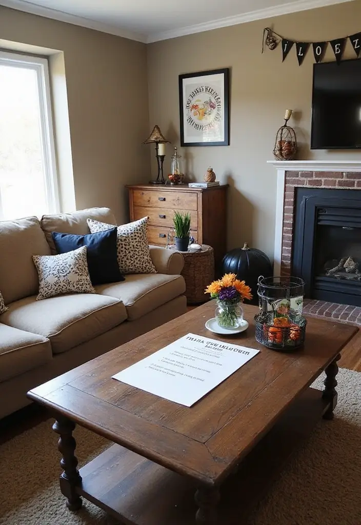 30 Living Room Halloween Decor Ideas for Seasonal Fun - 28. Interactive Decor Elements
