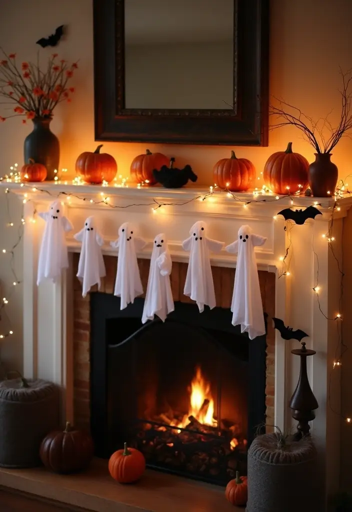 30 Living Room Halloween Decor Ideas for Seasonal Fun - 3. Ghostly Garlands