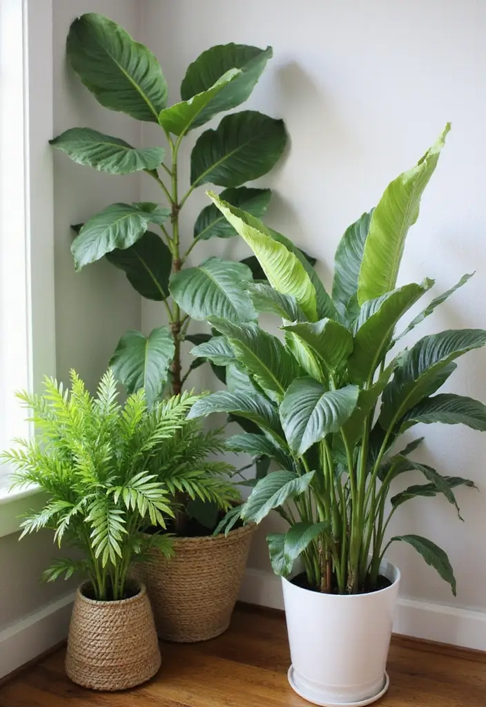 30 Living Room Plants Decor Ideas for a Fresh Vibe - 15. Mix of Natural and Artificial Plants