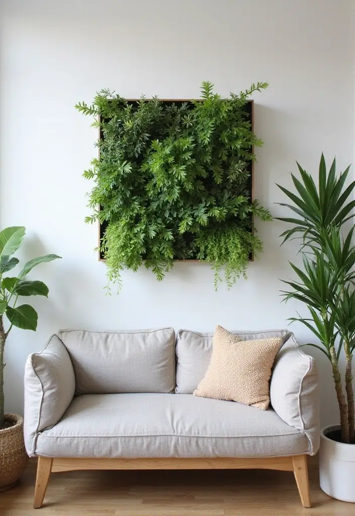 30 Living Room Plants Decor Ideas for a Fresh Vibe - 20. Utilizing Indoor Plant Frames
