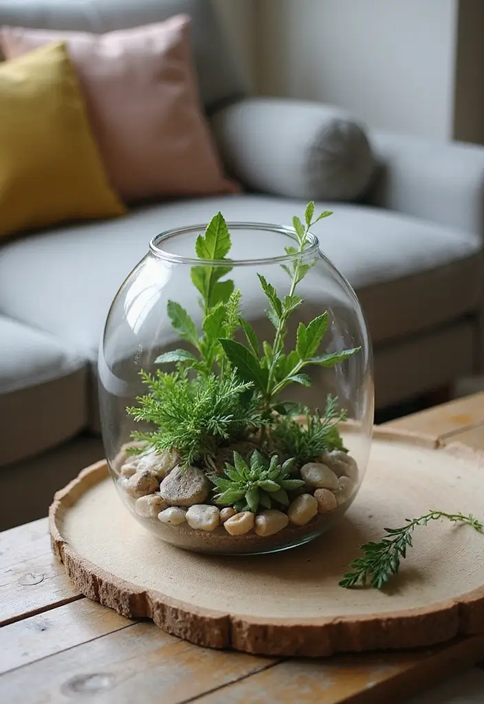 30 Living Room Plants Decor Ideas for a Fresh Vibe - 4. Terrarium Centerpiece