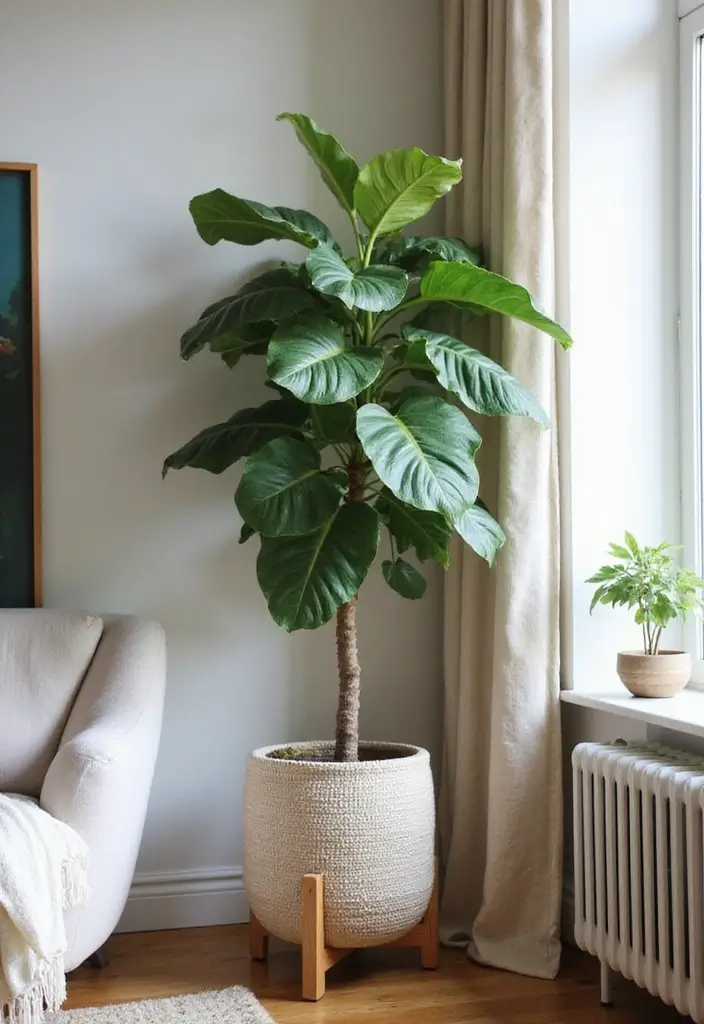 30 Living Room Plants Decor Ideas for a Fresh Vibe - 7. Statement Floor Plant