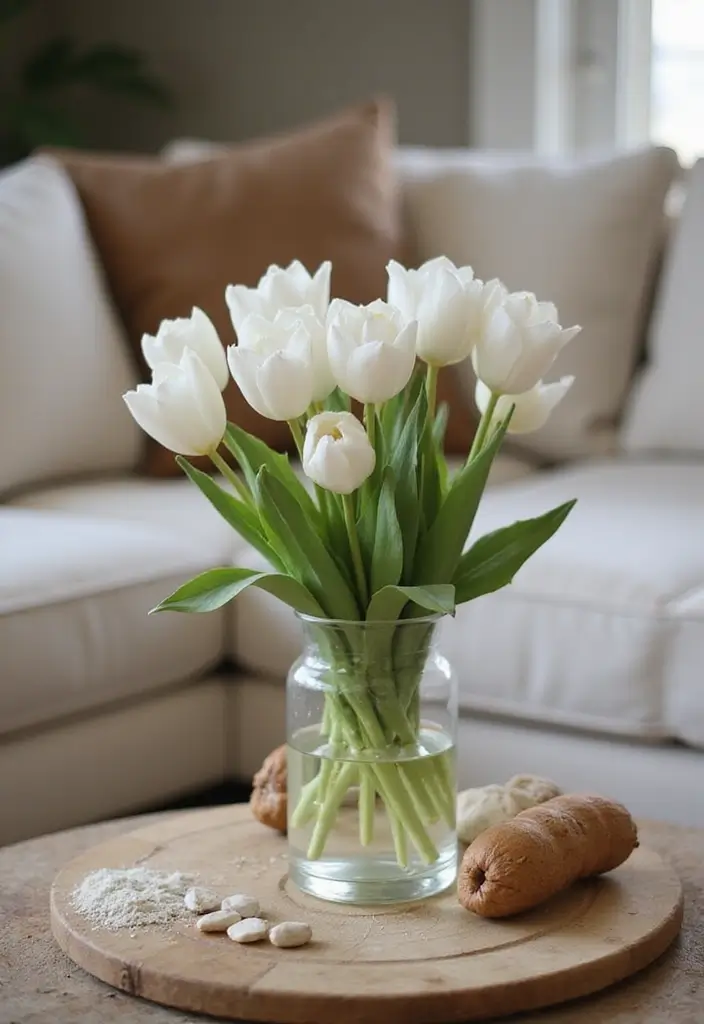 30 Living Room Table Decor Ideas for Everyday Style - 1. Minimalist Flower Arrangement