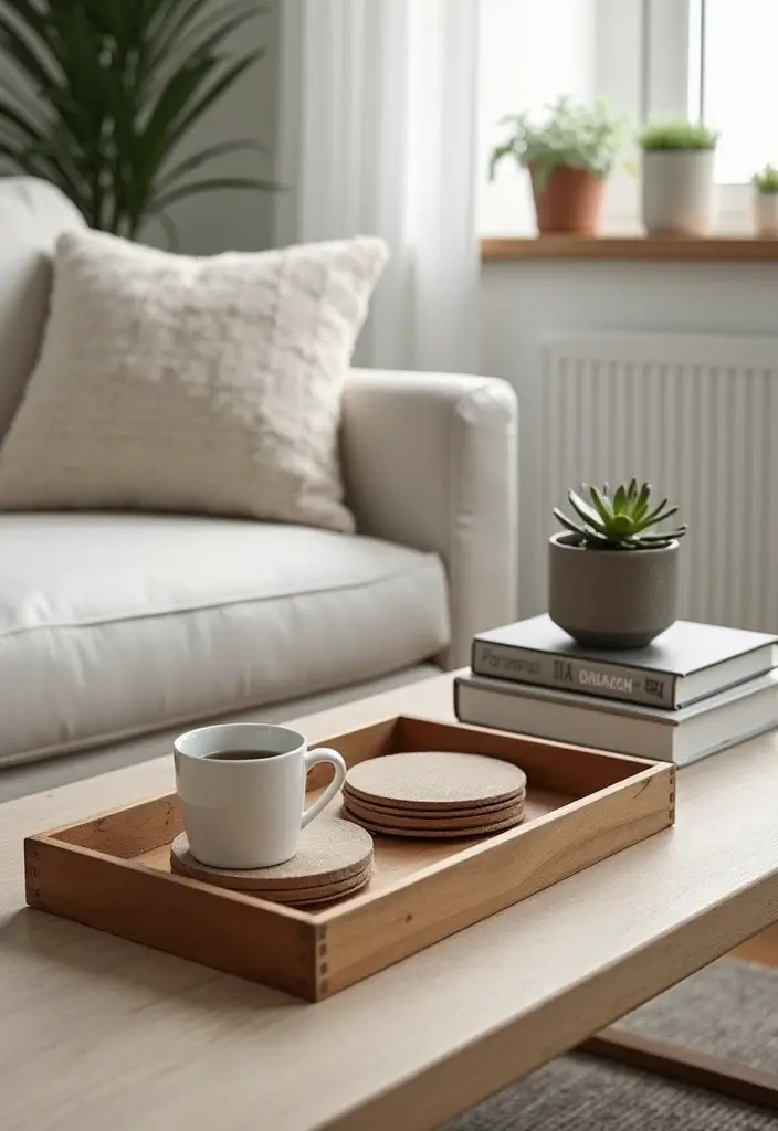 30 Living Room Table Decor Ideas for Everyday Style - 2. Decorative Tray with Essentials