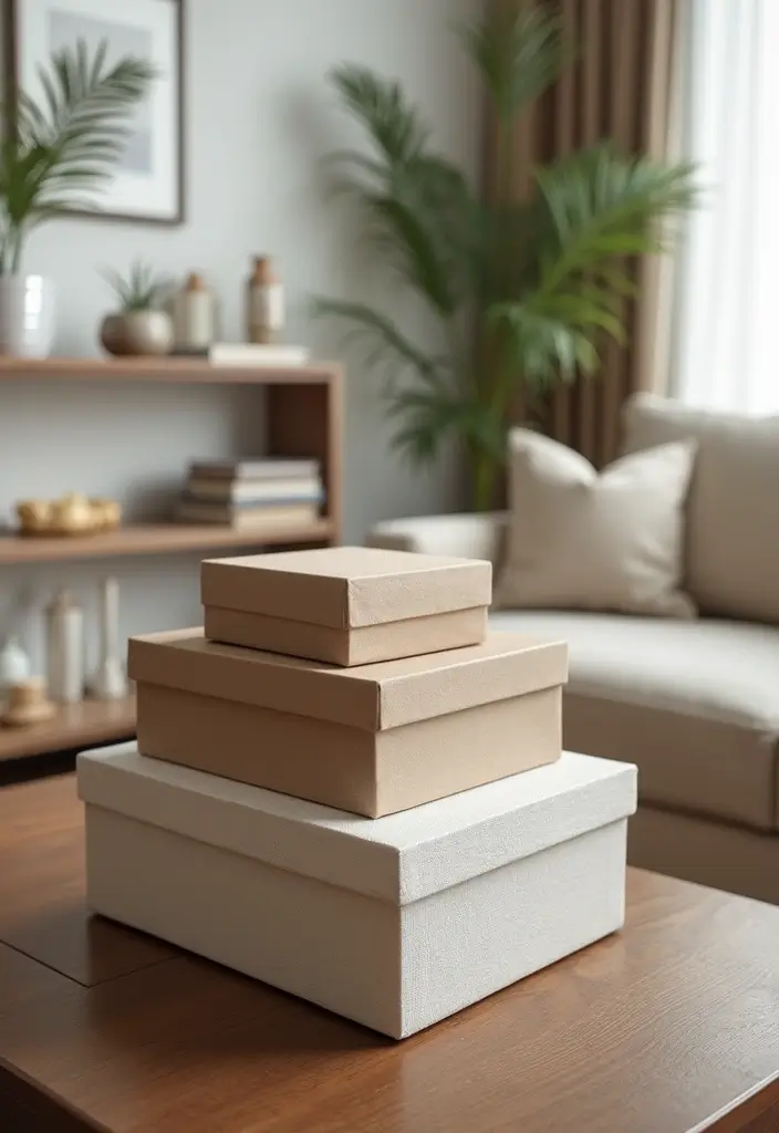 30 Living Room Table Decor Ideas for Everyday Style - 24. Boxed Decor Ideas