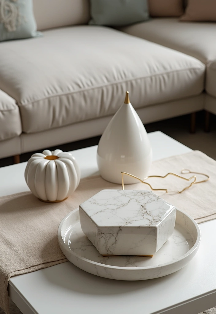 30 Living Room Table Decor Ideas for Everyday Style - 3. Geometric Shapes